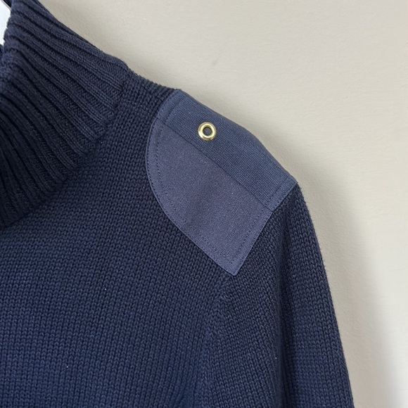 Lauren Ralph Lauren Womens Full Zip Navy Blue Shoulder Patch Knit Sweater Sz 2X - Picture 3 of 13